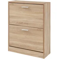 [en.casa] Schuhschrank Sykkylven 81x63x24 cm mit 2 Klappen Sonoma-Eiche