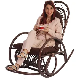 Mendler Schaukelstuhl HWC-C40 Polyester 58 x 110 x 58 cm Braun mit Kissen