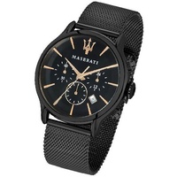 MASERATI Chronograph Maserati Edelstahl Armband-Uhr, (Chronograph), Herrenuhr Edelstahlarmband, rundes Gehäuse, groß (ca. 48x42mm) schwarz schwarz