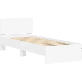 vidaXL Bettgestell mit Kopfteil und LED-Leuchten Weiß 90x190 cm