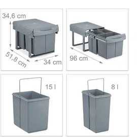 Relaxdays Einbaumülleimer 15 l Grau