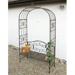 DanDiBo Rosenbogen mit Bank 120852 aus Metall 250 cm Gartenbank Spalier Pergola Kletterh