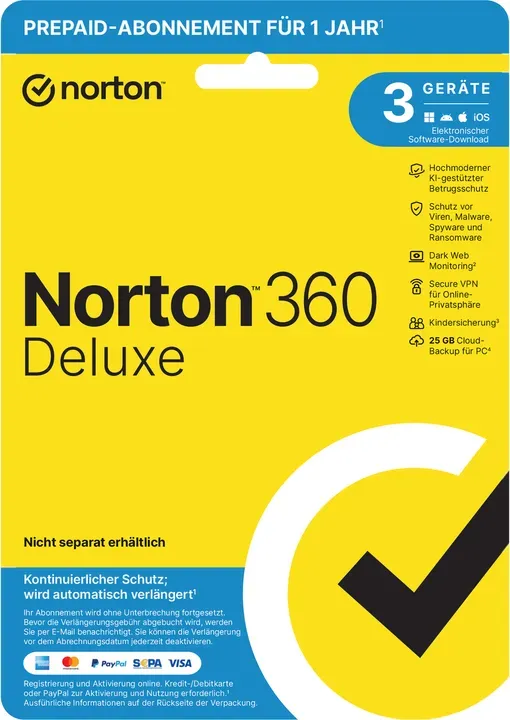 Norton 360 Deluxe 3 Geräte 1 Jahr BUNDLE