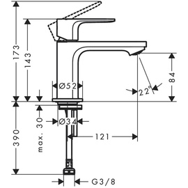 Hansgrohe Rebris S Standventil 80, 72503670