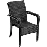 Tectake Rattanstuhl Girona 58 x 67 x 90 cm schwarz 2 St.