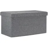 Relaxdays Faltbare Sitzbank XL mit Stauraum, Sitzcube Fußablage, Sitzwürfel als Aufbewahrungsbox, 38x76x38cm, dunkelgrau, 76 x 38 x 38cm, 85L Leinen, bis 300kg belastbar