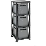 Rotho Schubladenbox Tower 3 x 16 L Brisen mit Rollen anthrazit