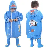 Regenmäntel Kinder Regenponcho Wasserdichte Regenjacken mit Rucksackabdeckung Jungen Outdoor Transparente Regenbekleidung Mit Tragbarer Tasche mit Rucksackposition