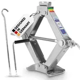 alca® Wagenheber SUV 2t I Scherenheber für Van & 4x4, höhenverstellbar 115–415 mm, TÜV & GS geprüft, stabil bis –50 °C, drehbarer Sattel, große Auflagefläche, aus Stahl, Silber