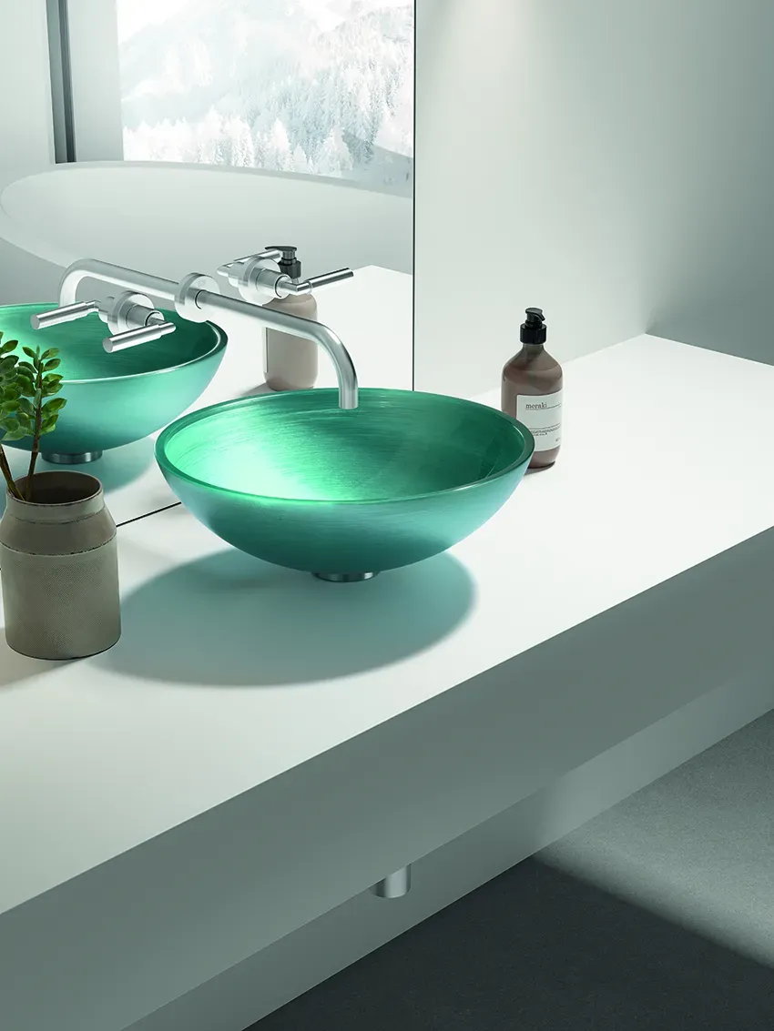 Glassdesign Metropole 44 Aufsatzwaschtisch Florence Glass Atelier - Aquamarin
