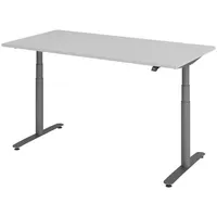 Bümö Schreibtisch Grau, Graphit, Nachbildung, Rechteckig, 80x72x160 cm, FSC