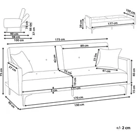 Beliani Schlafsofa 3-sitzer Lucan Samtstoff Orange