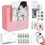 eSynic Mini Drucker – 200 DPI Thermodrucker Bluetooth Drucker für Smartphone, Kompakt und Tragbar, Kein Tintenbedarf, Ideal für Notizen, Etiketten, DIY-Projekte und mehr -Rosa