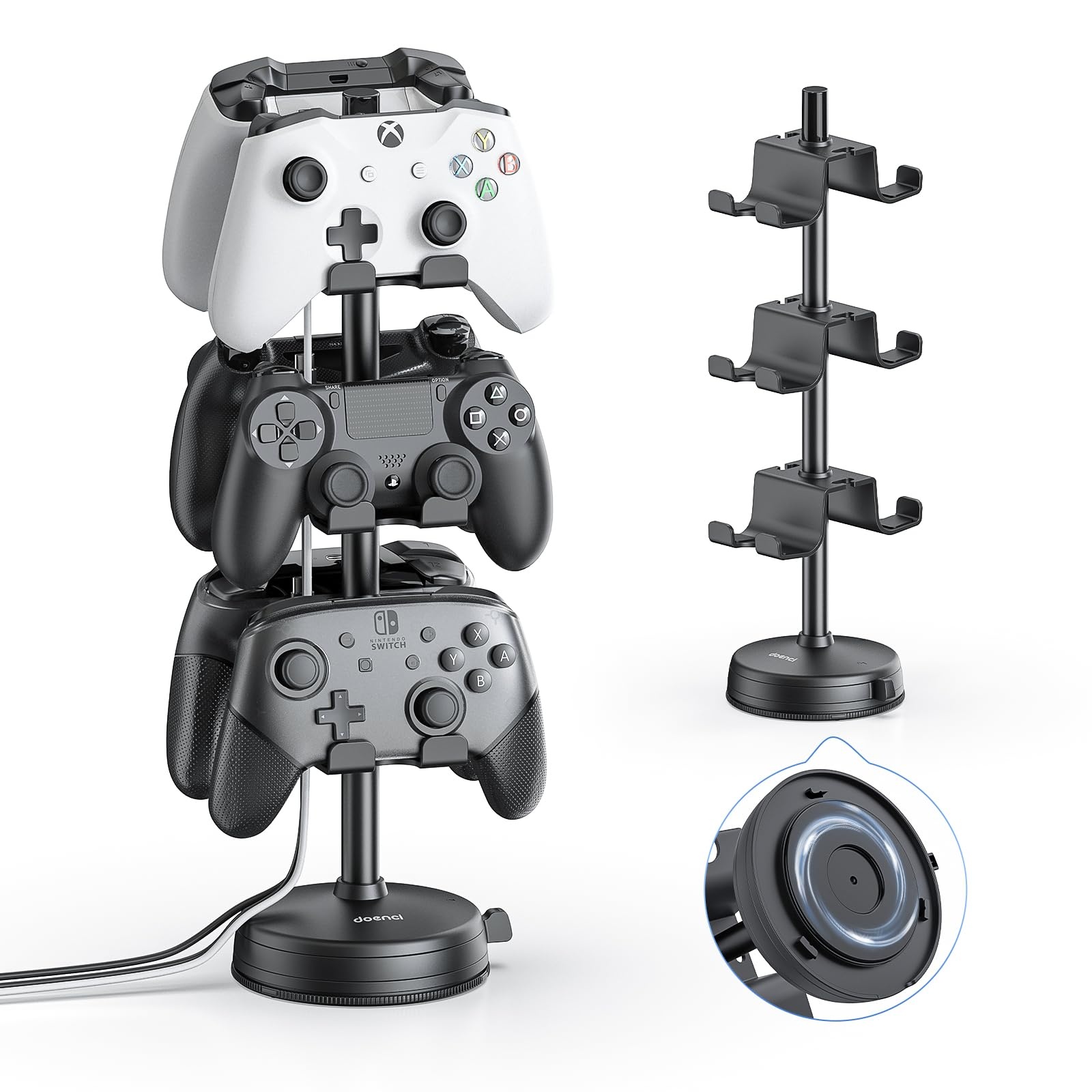 doenci Controller Halter 3 Ebenen für 6 PS5 PS4 Nintendo Switch Xbox Gaming Controller, Kopfhörer Ständer Controller Halterung mit Saugnapfbasis, Headset Ständer für Playstation 5 Game Controller