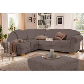 Home Affaire Ecksofa HOME AFFAIRE "Amrum L-Form", grau (taupe), B:249cm H:91cm T:218cm, Jacquard ( 100% Polyester );Struktur Blume (100% Polyester), Sofas, Ecksofa, wahlweise mit Bettfunktion und Ottomane links/rechts