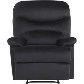 Beliani Fernsehsessel Eslov Samtstoff 80 x 100 x 90 cm Schwarz mit Fußstütze und Kissen
