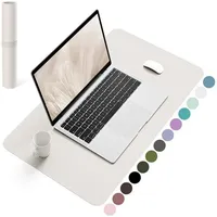 LuxusKollektion Schreibtischunterlage Schreibtischunterlage Mauspad Leder Wildleder Laptop Büro Grau 60*35cm weiß