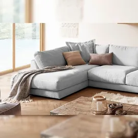 KAWOLA Wohnlandschaft U-Form Madeline Cord Longchair rechts hellgrau