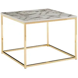 WOHNLING Couchtisch weiß, marmor 60,0 x 60,0 x 45,0 cm