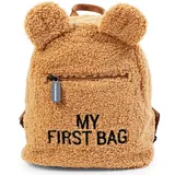 Childhome CHILDHOME, Rucksack für Kinder, Baby, Schule, Kindergarten, Krippe, zwei Fächer, geeignet für Lunchbag/Flasche, abnehmbare Sicherheitsschnalle, wasserabweisend, My First Bag, Teddy beige