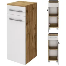 Lomadox Badezimmer Unterschrank louny-03 in Wotaneiche Nb. mit matt weiß b/h/t: ca. 30/79/35 cm