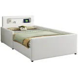 XDOVET Kinderbett mit Nachtlicht 90 x 200 cm Kunstleder weiß