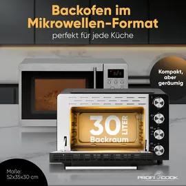 Proficook Minibackofen Multifunktion, Sichtfenster, Umluft-Funktion, stufenloser Temperaturregler