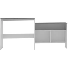 vidaXL Bartisch mit 2 Tischplatten Weiß und Grau 130 x 40 x 120 cm