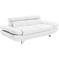 Mivano Zweisitzer Leder-Sofa Enterprise / 2er-Couch mit Kunstleder-Bezug, Armteilfunktion und Kopfteilverstellung / 218 x 72 x 104 / Lederimitat, weiß