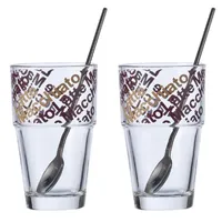 LEONARDO Solo Café Latte Becher mit Löffeln 4er Set