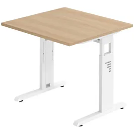 bümö Schreibtisch Serie-O Eiche / Weiß