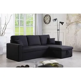 Habitat et Jardin Ecksofa reversibel mit Schlaffunktion 'alain' - 221 x 145 x 85 cm - Schwarz