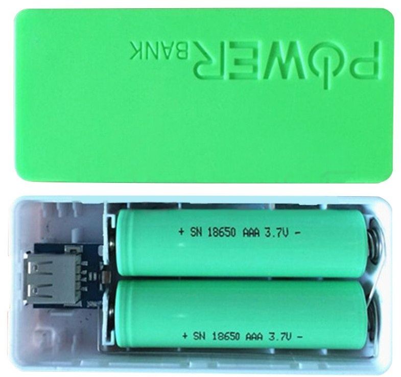 XNBZW 5600 mAh Power Box DIY Für 18650 Ladegerät Bank Batterie USB 2X Fall 18650 Ladegerät 18650 Rigid Batterieladegerät Multi (Green, One Size)