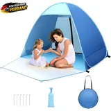 Pop up Strandmuschel, 2-3 Personen Familie Zelt UV Schutz UPF 50+ Strandzelt Wur