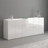 INOSIGN Sideboard »Egypt, Kommode, Schrank, Kredenz, grifflos«, 4 Türen, 3 Schubkästen mit Push-To-Open Funktion, Hochglanz Breite 200, weiß