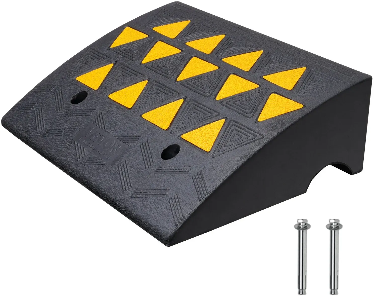 VEVOR 1x Schwellenrampe Vollgummi Türschwellenrampe Max. Belastbarkeit bis zu 15Tonnen Bordsteinrampe 49,1x37x15,2cm Rollstuhlrampe Auffahrrampe Gummirampe Geeignet für unebenen Boden Bordsteinkanten