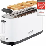 First Austria TZS First Austria Toaster 4 Scheiben Langschlitz, 1400W mit Krümelschublade, Brötchenaufsatz, wärmeisoliertes Gehäuse, Temperaturein... - Weiß