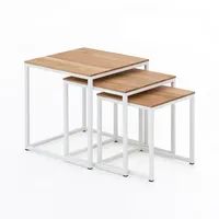 3-Satz-Tisch Cube | Wildeiche geölt + Stahl weiß | 40 x 40 x 45 cm