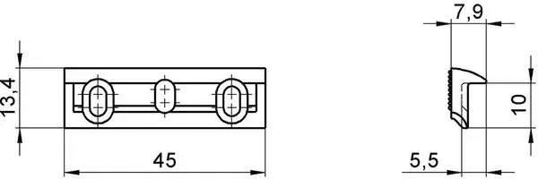 EFF-EFF Aufschraubstück Serie 118/128 FaFix - Serie 128 FaFix, 45 x 13,4 x 7,9 mm