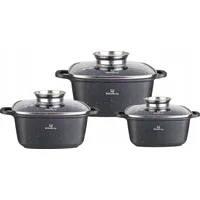 KlönBerg 6-tlg antihaftbeschichtetes Kochtopfset mit Deckel,2.3/4.5/5.9L KB4057 - Schwarz