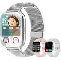 1,7 Zoll Smartwatch Damen Bluetooth Anruf und Freisprechansicht, 8 Sportuhr Damen Android iOS, Fitness Schrittzähler Herzfrequenzmesser Blutdruck SpO2, Schlafüberwachung