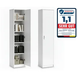 home collective Bücherregal Kleiderschrank Regal 40cm breit 180cm hoch Schrank Organizer Mehrzweckschrank mit 4 verstellbaren Einlegeböden Aktenschrank in weiß - Weiß