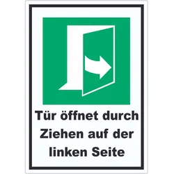 Tür öffnet durch Ziehen auf der linken Seite Aufkleber A4 (210x297mm)