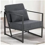 LuxusKollektion Cocktailsessel Sessel Polstersessel Cocktailsessel Eisengestell 1 Sitze Dunkelgrau