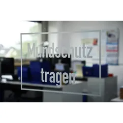 Aufkleber Hinweisschild für Glas, Mundschutz tragen - 300 x 200 mm Folie selbstklebend