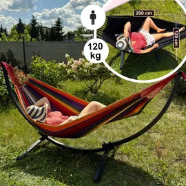 Potenza Hängematte Dunkelrot, Metall, 98x110x250 cm, Gartenmöbel, Hängematten