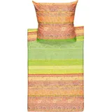 BASSETTI Bettwäsche Montalcino V1 Feinsatin grün-pink-orange Größe 155x220 cm (40x80 cm)