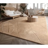 Paco Home Teppich Wohnzimmer Schlafzimmer Kurzflor Modernes Skandinavisches Muster Rauten Motiv Flauschig 3D Grau Anthrazit, Grösse:230x340 cm, Farbe:Beige 2