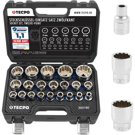 TECPO Vielzahn Steckschlüssel Satz 21-tlg. SW 8-36 mm