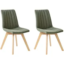 Beliani Esszimmerstuhl 2er Set Polyester grün gesteppt